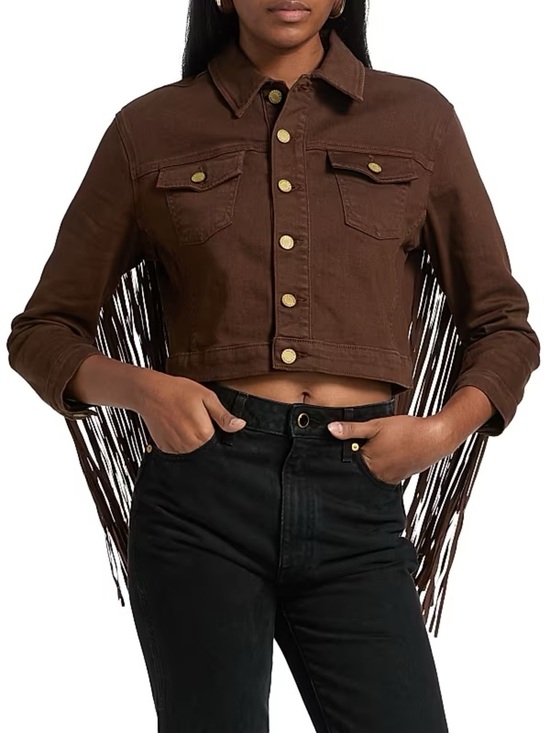 L'AGENCE Jackets & Blazers - NWT L’Agence Koda Crop Jacket Brown Fringe Festival Sz XS